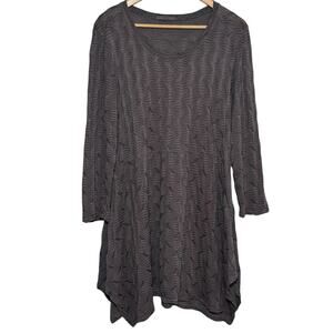 Cut Loose x Sundance Gray Shark Bite Hem 3/4 Sleeve Large Textured Dress